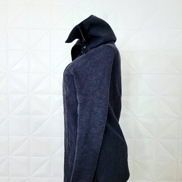 Lululemon Women's Heathered Black Virasana Blanket Wrap Full-Zip Jacket Size 12 - Picture 4 of 11